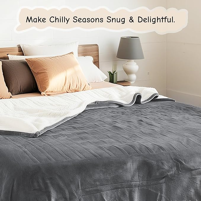 Electric Blanket Full Size 72"x84", Ultra-Soft Flannel Sherpa - Image 6