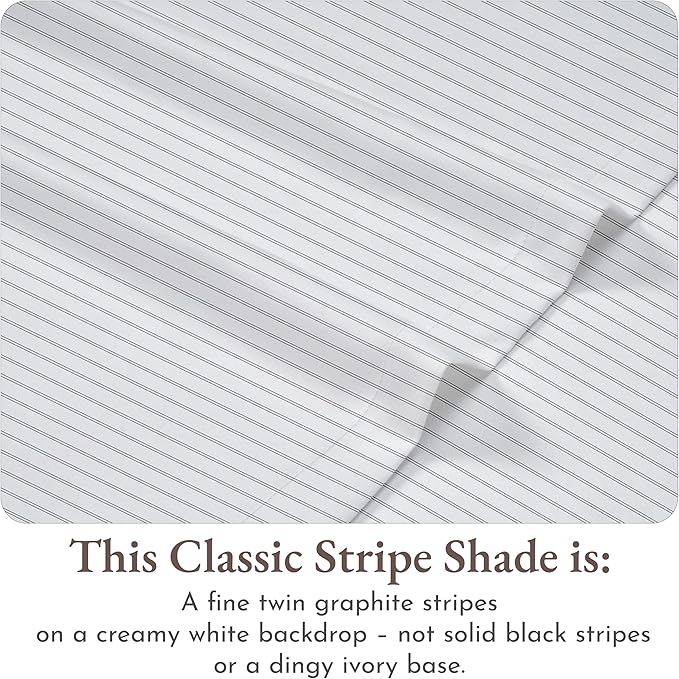 California Design Den Stripe Twin Sheets Set, 100% Cotton 12" Pocket Twin Size - Image 4