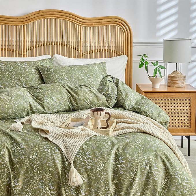 mixinni 3 Pieces Duvet Covers King Size, 100% Cotton Comforter Cover Wildflower - Image 4