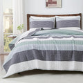 Andency Oversized King Quilt Set Sage Green, 128x120 Stripe Bedspread Coverlet by Andency