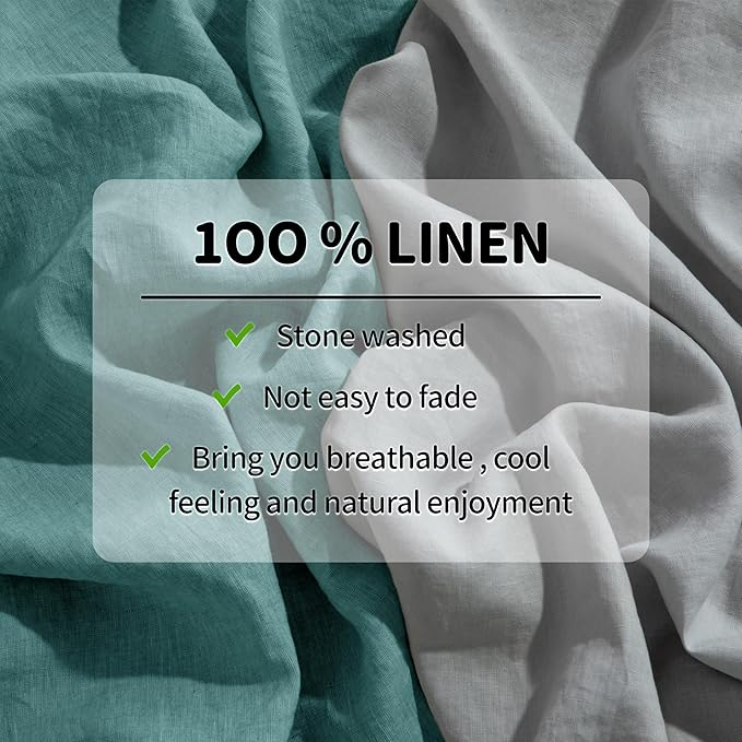 LBRO2M 100% Pure Linen Sheet Set Deep Pocket Up to 16" Bed Sheets Sets - Image 4