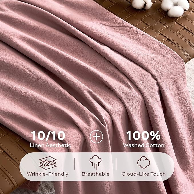 JELLYMONI 100% Washed Cotton Duvet Cover Twin – Soft, Breathable Linen-Look - Image 3