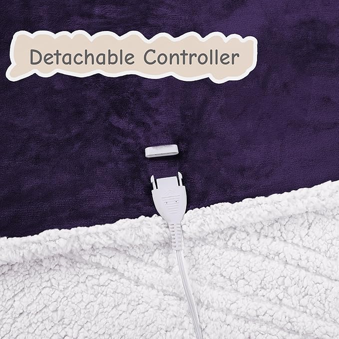 Electric Heated Blanket Throw Size 50"x60", Soft Flannel - Image 6