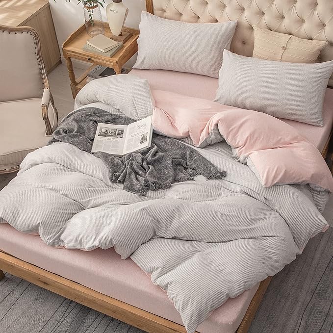PURE ERA Jersey Knit Duvet Cover Set 100% T-Shirt Heather Cotton Super Soft - Image 6