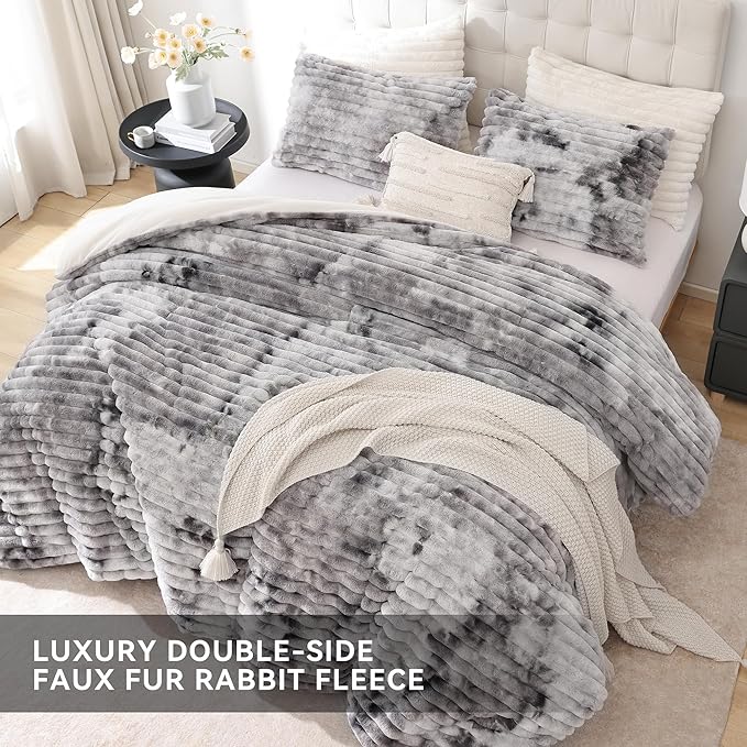 Smoofy Fluffy Queen Size Comforter Set 3 Pieces - Image 4