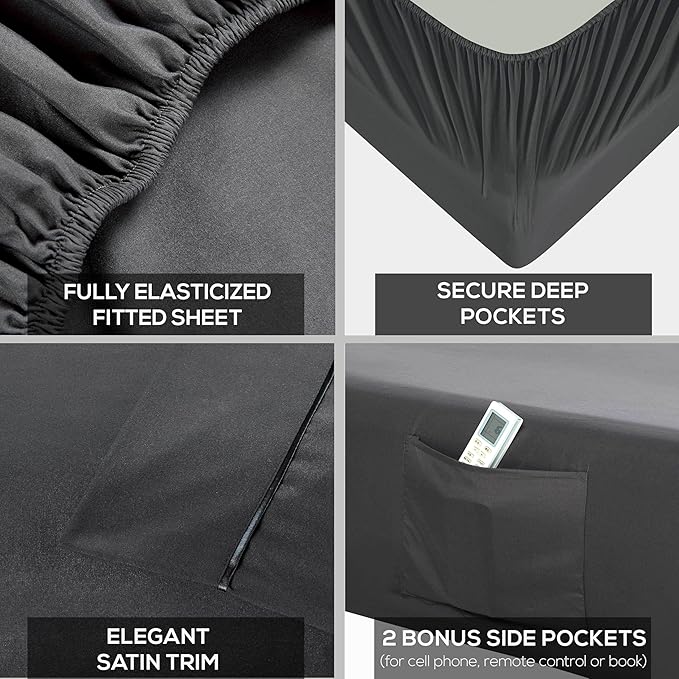 Mueller Ultratemp King Size Sheets Set, Super Soft 1800, 6 Piece, Deep Pocket - Image 4