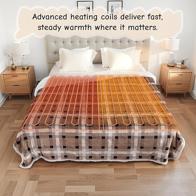 Electric Heated Blanket Full Size 72"x84", Soft Flannel - Image 5