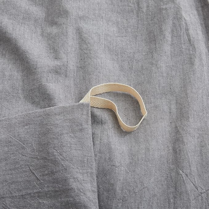 LOVQUE Light Grey Duvet Cover Full Size, 100% Washed Cotton Linen Like Bedding - Image 5