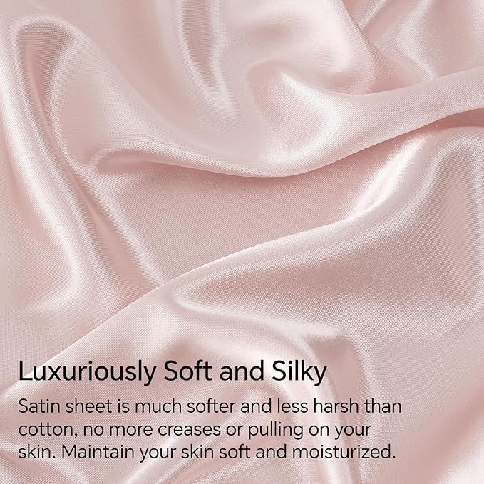 BEDELITE Satin Fitted Sheet and Pillowcases Set, Luxury Soft Similar to Silk - Image 3