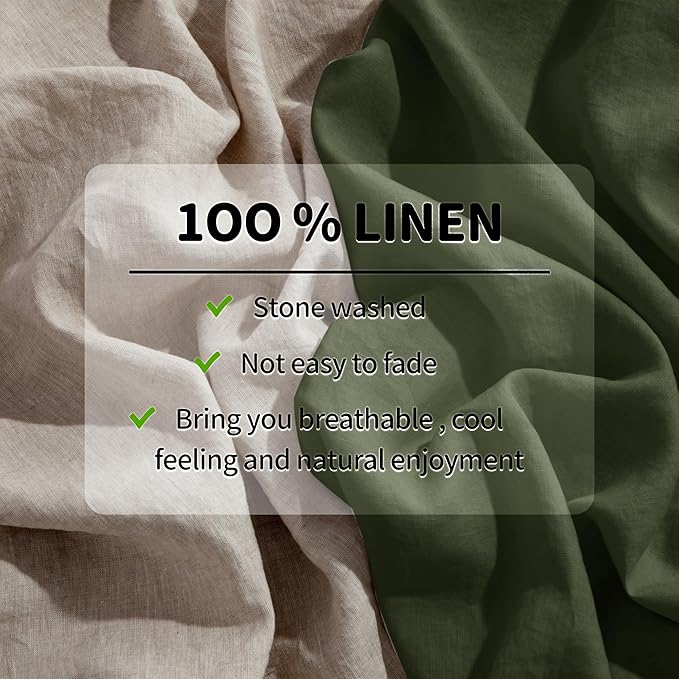 LBRO2M 100% Pure Linen Sheet Set Deep Pocket Up to 16" Bed Sheets Sets - Image 5