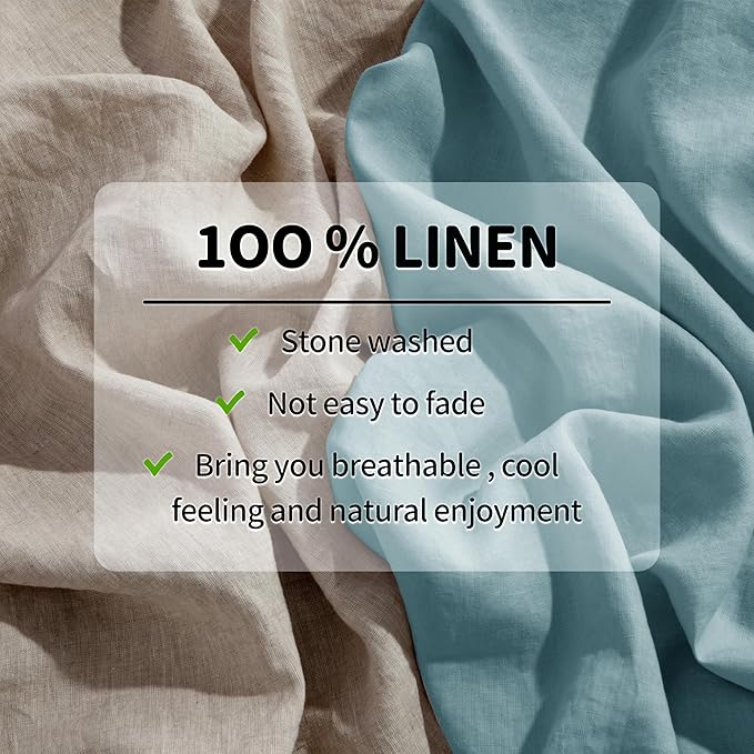 LBRO2M 100% Pure Linen Sheet Set Deep Pocket Up to 16" Bed Sheets Sets - Image 3