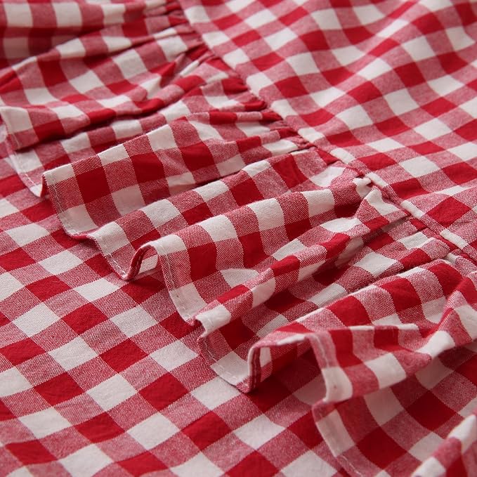 2 Pack Red/White Gingham Pillowcase 20x26 inches 100% Washed Cotton Ruffled - Image 7