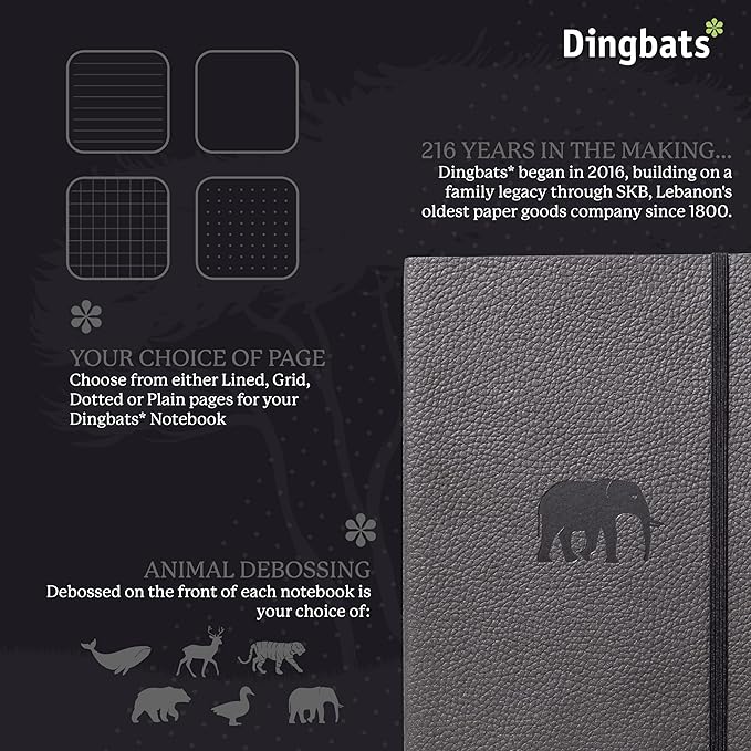 Dingbats A5 Wildlife Lined Notebook Journal - Premium Vegan Leather Softcover Executive Journal for Women & Men - Work, Note Taking, Writing & Travel-DeskoryOffice