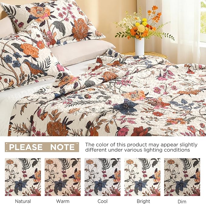 Litanika Floral Light Beige Quilt King Size - Image 7