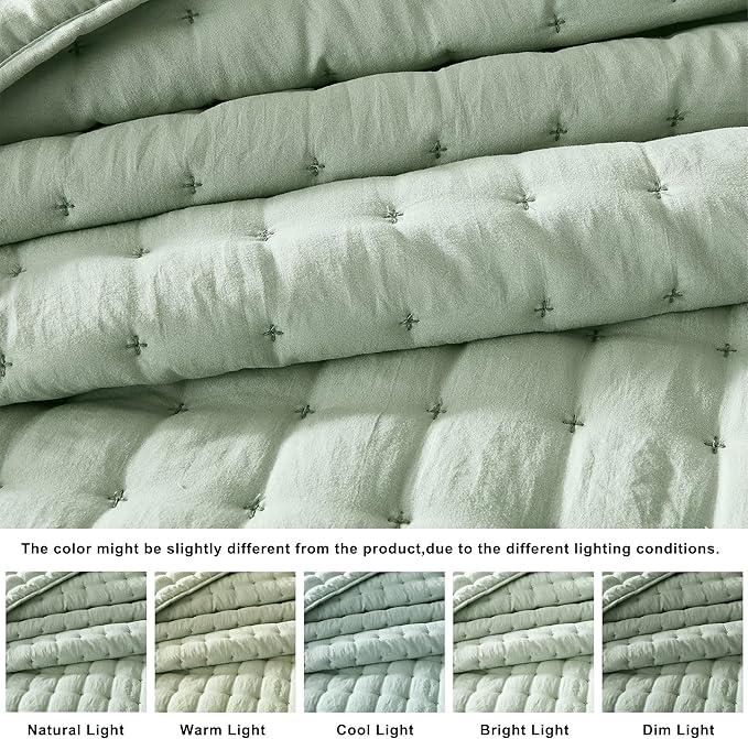 WDCOZY Sage Green Twin Quit Size Bedding Sets - Image 2