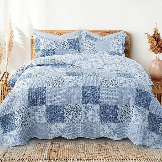 GOONE King Quilt Set 104"x90", Lightweight Washed Coverlet, Reversible Spring & - Image 8