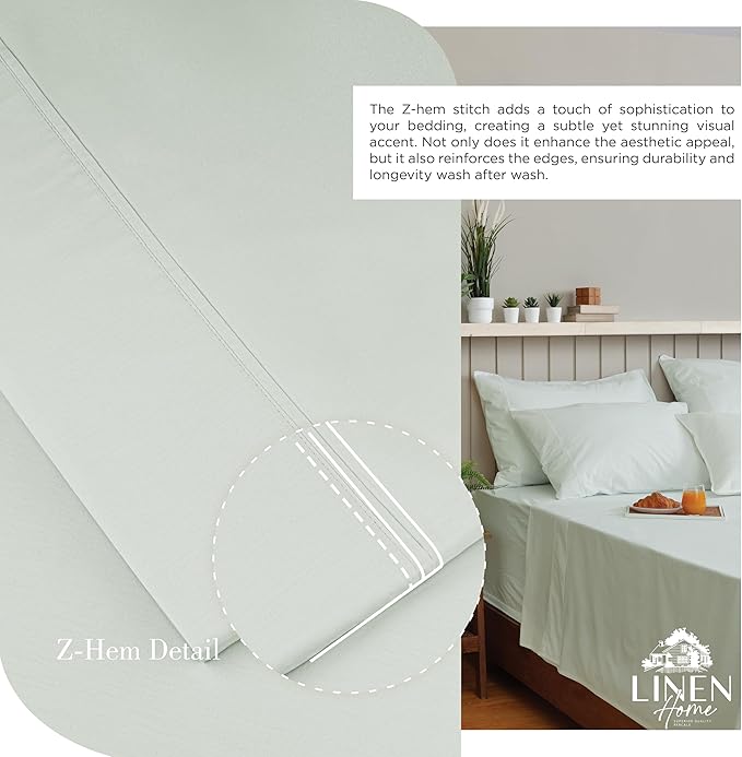 Linen Home 100% Cotton Percale Sheets California King Size, Dove Grey, Deep - Image 3