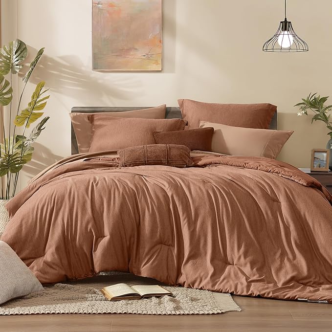 Monbix King Size Comforter Set, Autumn Leaf King Bedding Set Reversible by Monbix