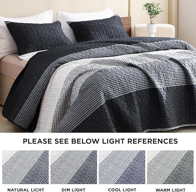 Litanika Quilt King Size Black, Soft Lightweight Polyester Comforter Bedding Set - Image 7