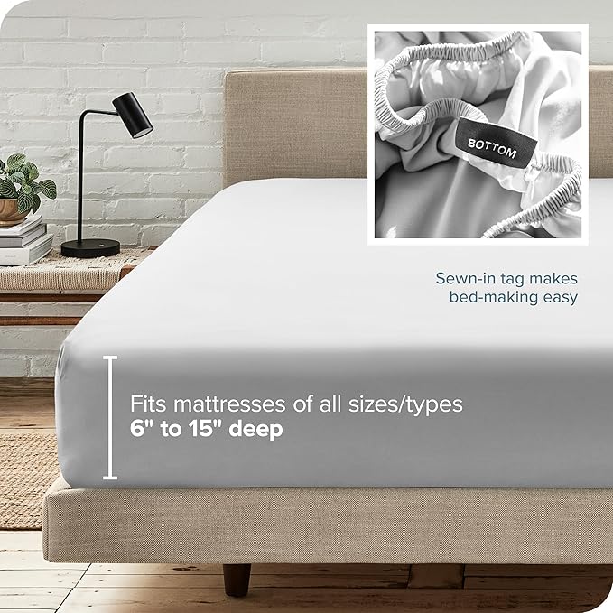 Bare Home Fitted Bottom Sheet Twin Size - Image 6