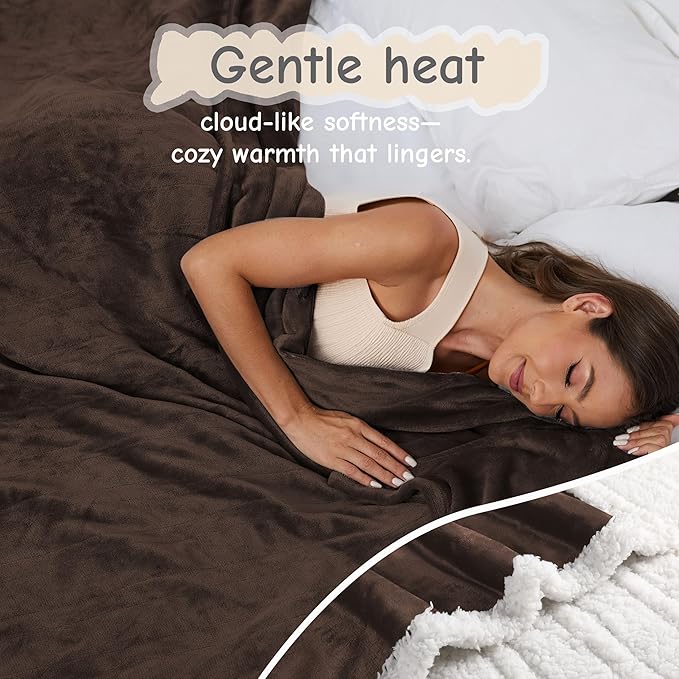 Electric Heated Blanket Full Size 72"x84", Soft Flannel - Image 2
