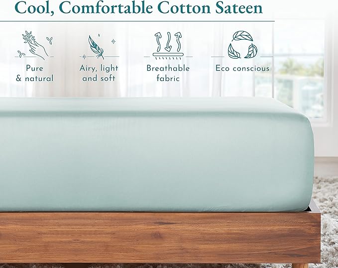 California Design Den Queen Deep Pocket Fitted Sheet Only, Soft 100% Combed - Image 6