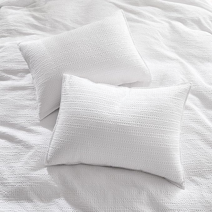 WDCOZY 100% Cotton Luxury Honeycomb Duvet Cover Set Queen Size - Image 3