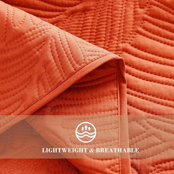 Exclusivo Mezcla Twin Quilt Bedding Set, Lightweight Burnt Orange Quilts Twin - Image 5
