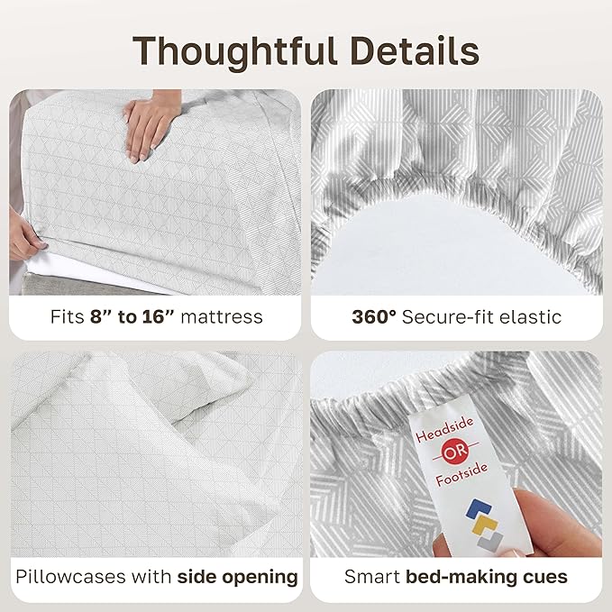 California Design Den Soft Queen Size Cotton Sheet Sets, 400 TC Good - Image 5