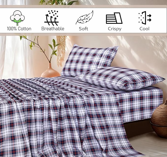 RUVANTI 100% Cotton Sheets – Twin Size Percale Bedding, Cooling & Breathable - Image 5