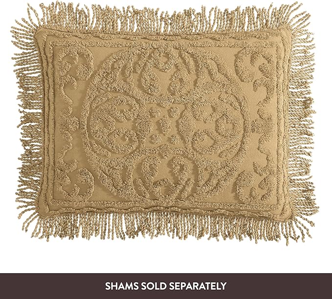 Beatrice Home Fashions Medallion Chenille Bedspread, King, Gold