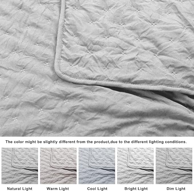 ROARINGWILD Light Grey King Size Quilt Bedding Sets - Image 6