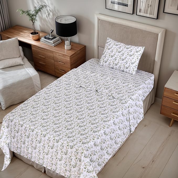 RUVANTI 100% Cotton Sheets – Twin Size Percale Bedding, Cooling & Breathable - Image 2