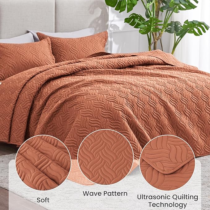 Love's cabin Twin Quilt Bedding Set Umber Bedspreads - Image 4