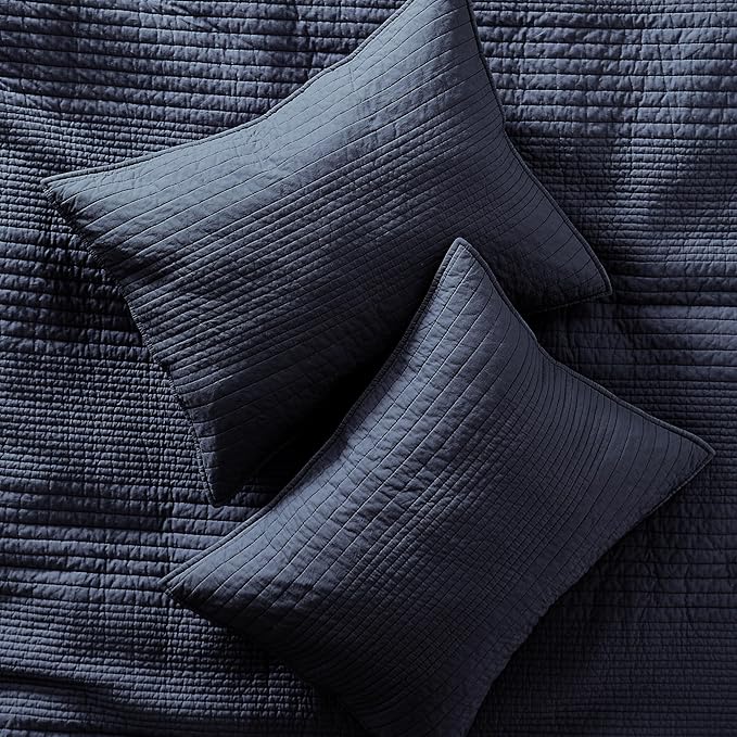 PALASSIO Striped Navy Blue 100% Cotton Quilt California Cal King Size Bedding - Image 6