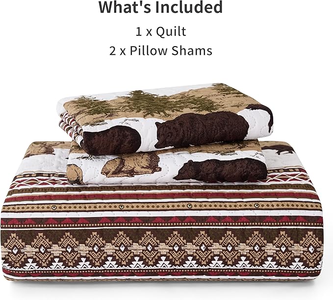 PPOLCA Cabin Queen Quilt Bedding Set, Christmas Lightweight Reversible Rustic - Image 6