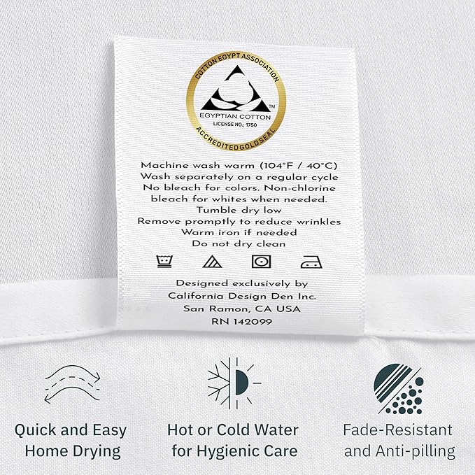 100% Egyptian Cotton Pillow Cases, King Size Pillow Cases Set of 2, Sateen Weave - Image 9
