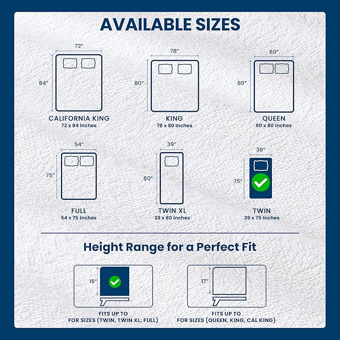 Twin Size Mattress Protector Waterproof 2 Pack, Premium 200 GSM Terry Mattress - Image 3