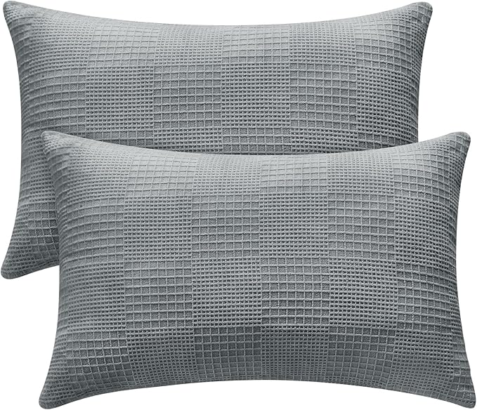 BEDELITE Flannel Pillow Cases Queen Size Set of 2, Decorative Waffle Weave by BEDELITE