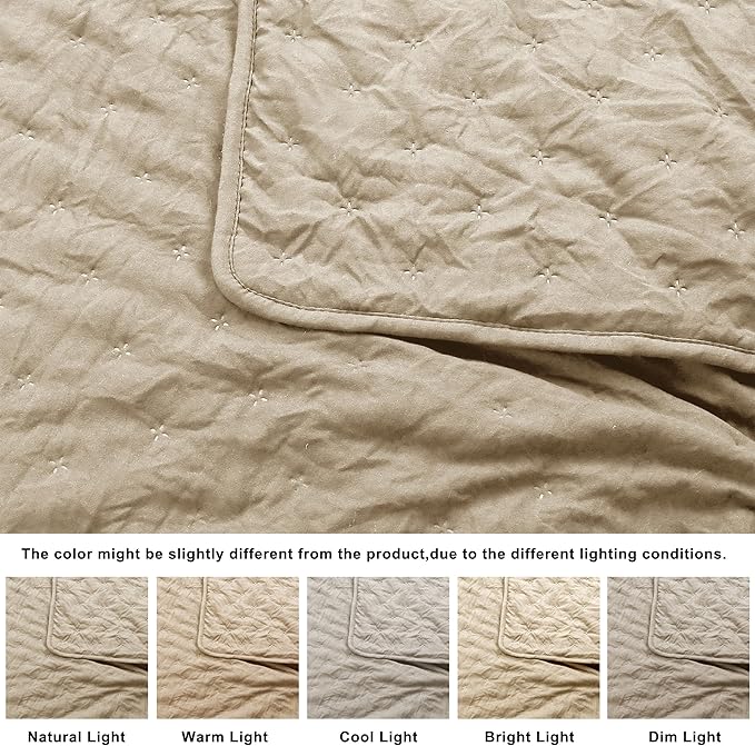 ROARINGWILD Beige Cloud Queen Size Quilt Bedding Sets - Image 6