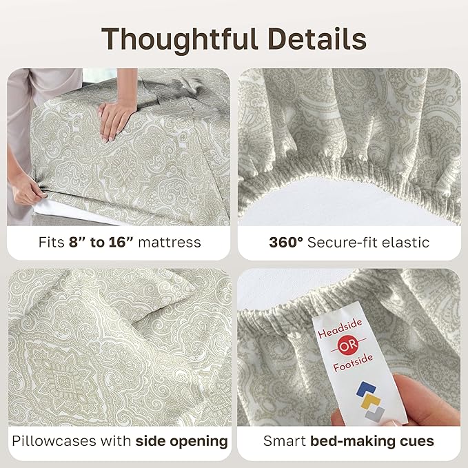 California Design Den Soft 100% Cotton Sheets King Size Set, 400 TC Good - Image 5