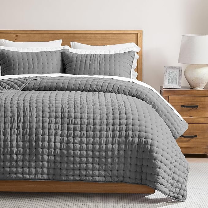 WDCOZY Dark Grey Twin Size Quilt Bedding Sets by WDCOZY