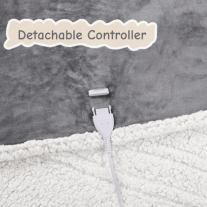 Electric Heated Blanket Queen Size 84"x90", Soft Flannel - Image 6