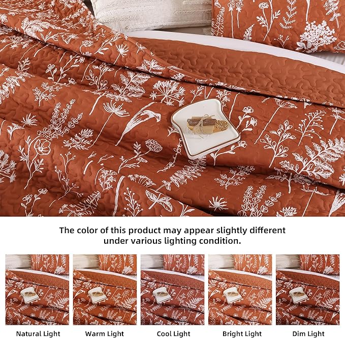 JANZAA Terracotta Bed Spread Boho Quilt - Image 4