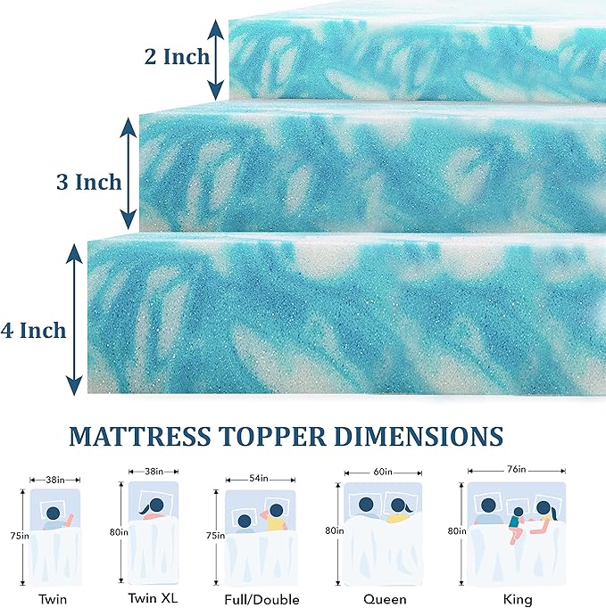 EGO Topper 4 Inch Full Memory Foam Mattress Topper, Gel Foam Mattress Topper - Image 2