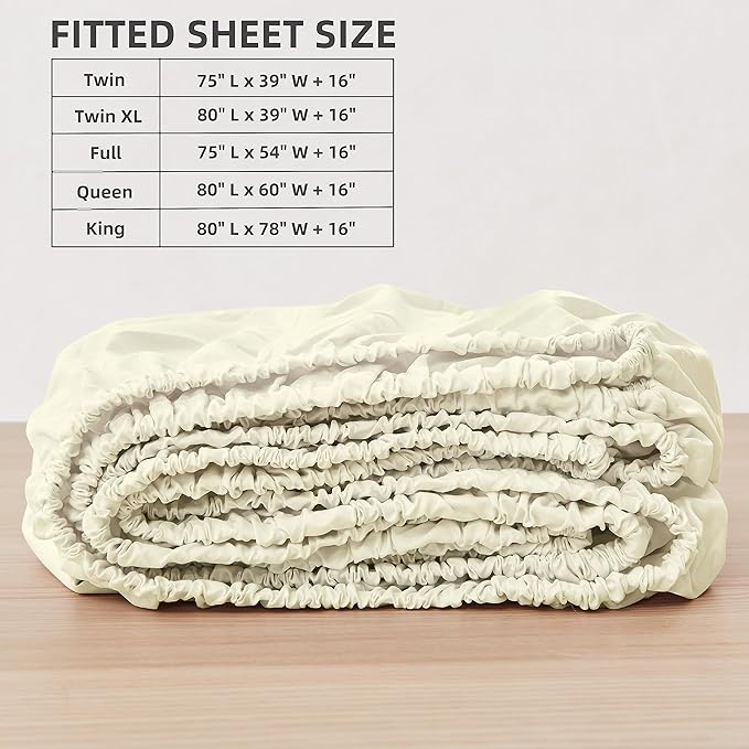 HBHLFZ Queen Fitted Sheet Only, Soft Breathable Bottom Sheet - Image 2