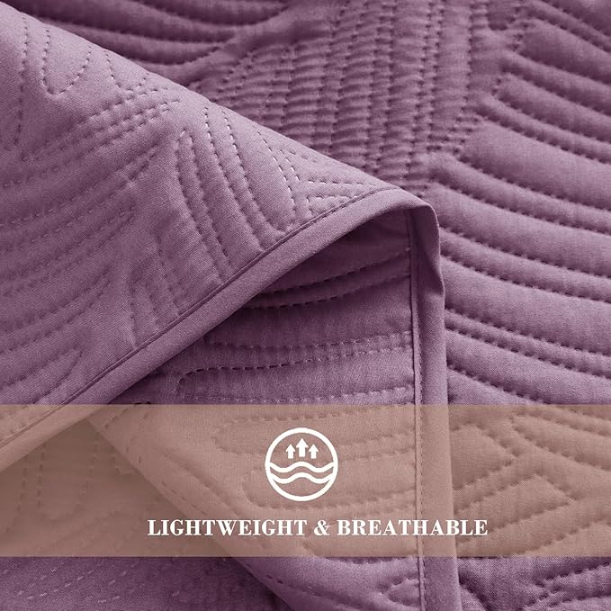 Exclusivo Mezcla Twin Quilt Bedding Set, Lightweight Dusty Lavender Quilts Twin - Image 5