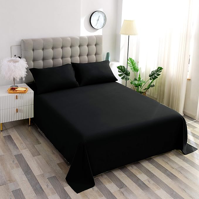 Sfoothome Black Fitted Sheet, 14 Inch Pocket Deep, Microfiber Sheets, Queen Size - Image 5