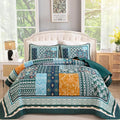 WONGS BEDDING Green Quilt Set Queen Size, 3 Pieces Boho Patchwork Quilt by WONGSBEDDING