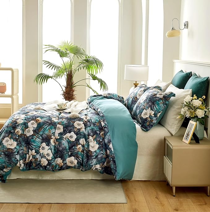 Cupocupa Duvet Cover Queen Size Set Boho Floral Pattern Queen Duvet Cover Set - Image 3
